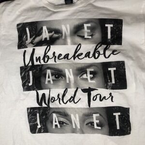 Janet Jackson 'Unbreakable' 2015 World Concert Tour White Medium Shirt Preowned